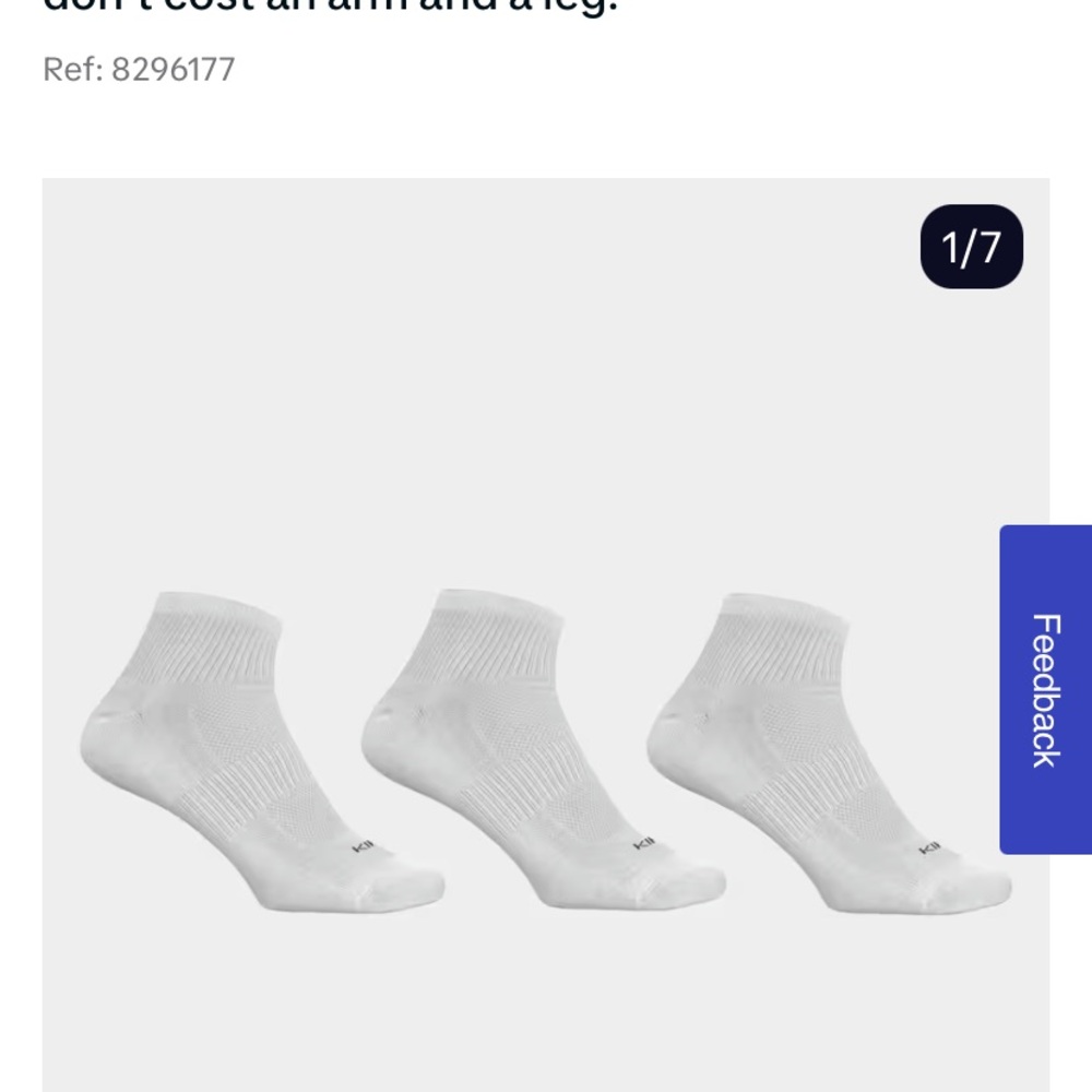 Decathlon Kiprun R100 White Socks - 3 Pack